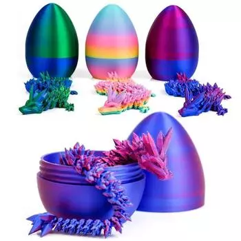 3D-печатная фигурка в виде яйца дракона с подвижными суставами, модель Loong, игрушка-фиджет, яйцо дракона с шарнирным драконом внутри, украшение для рабочего стола