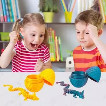 3D-печатная фигурка в виде яйца дракона с подвижными суставами, модель Loong, игрушка-фиджет, яйцо дракона с шарнирным драконом внутри, украшение для рабочего стола