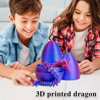 3D-печатная фигурка в виде яйца дракона с подвижными суставами, модель игрушки-фиджет Loong розового золота