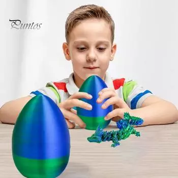 3D-печатная фигурка в виде яйца дракона с подвижными суставами, модель Loong, игрушка-фиджет, яйцо дракона с шарнирным драконом внутри, украшение для рабочего стола