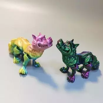 3D-печатная фигурка волка, реквизит для фотосъемки, реалистичная яркая цветная статуэтка волка, игрушка-фиджет для взрослых и детей синий