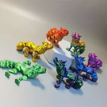 3D-печатная фигурка волка, реквизит для фотосъемки, реалистичный, яркий, цветной, животное, волк синий