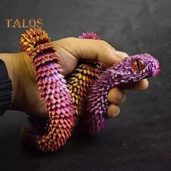 3D-печатная фигурка змеи с подвижными суставами, фигурка змеи, шарнирная модель животного, игрушка для домашнего офиса, книжной полки, украшения рабочего стола, орнамент 30cm серебряный