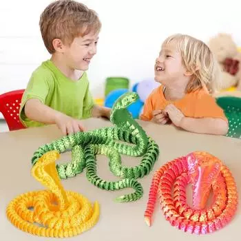 3D-печатная фигурка змеи с подвижными суставами, фигурка змеи, шарнирная модель животного, игрушка для домашнего офиса, книжной полки, украшения рабочего стола, орнамент 30cm
