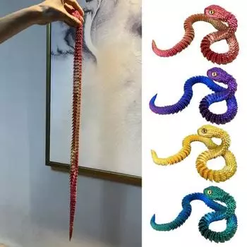 3D-печатная фигурка змеи с подвижными суставами, фигурка змеи, шарнирная модель животного, игрушка для домашнего офиса, украшение для рабочего стола, орнамент 60cm
