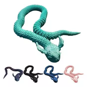 3D-печатная фигурка змеи с подвижными суставами, фигурка змеи для снятия стресса, шарнирная модель животного, игрушка-фиджет, украшение для домашнего офиса, рабочего стола, орнамент зелёный