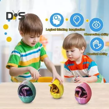 3D-печатная фигурка змеиного яйца с подвижными суставами, красочная фигурка змеи, подвижная модель животного, игрушка-фиджет, украшение для домашнего офиса, рабочего стола, орнамент золотистый