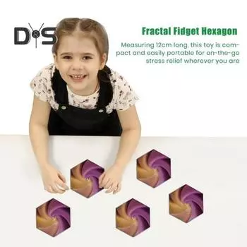 3D-печатная фрактальная шестиугольная игрушка для снятия стресса и беспокойства, вращающаяся настольная игрушка для детей и взрослых, карманного размера, для путешествий, красочная спиральная шестиугольная сенсорная игрушка 12cm