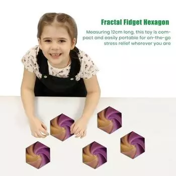 3D-печатная фрактальная шестиугольная игрушка для снятия стресса и беспокойства, вращающаяся настольная игрушка для детей и взрослых, карманного размера, для путешествий, красочная спиральная шестиугольная сенсорная игрушка 12cm