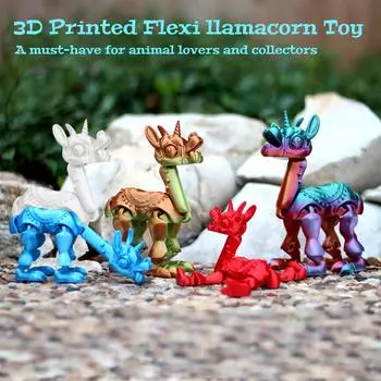 3D-печатная гибкая игрушка ламакорн креативная игрушка декоративная шарнирная модель для взрослых и детей One Size синий