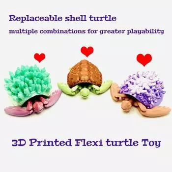 3D-печатная гибкая сменная игрушка-черепаха, креативная игрушка, декоративная шарнирная модель для взрослых и детей One Size