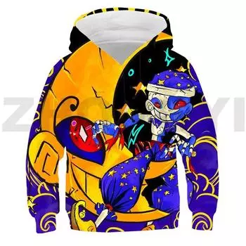 3D-печатная игра Fnaf Sundrop Moondrop аниме-толстовка с капюшоном для детей, уличная одежда для малышей, с длинным рукавом, свободные свитера для мальчиков, одежда 100