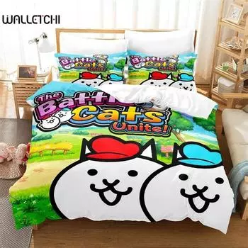 3D-печатная игра The Battle Cats Unite Комплекты постельного белья изысканный комплект постельного белья пододеяльник комплект постельного белья роскошный подарок на день рождения 135x200cm 2pcs
