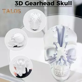 3D-печатная игрушка-череп для снятия стресса, вращающийся череп, украшение, портативная механическая блокирующаяся голова-шестеренка, сенсорная игрушка-фиджет для детей, подростков и взрослых, подарок S