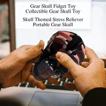 3D-печатная игрушка-череп для снятия стресса, вращающийся череп, украшение, портативная механическая блокирующаяся голова-шестеренка, сенсорная игрушка-фиджет для детей, подростков и взрослых, подарок