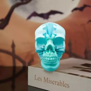 3D-печатная игрушка-череп для снятия стресса и беспокойства, вращающийся череп, украшение, портативная механическая блокирующаяся голова-шестеренка, сенсорная игрушка-фиджет для детей и подростков. синий