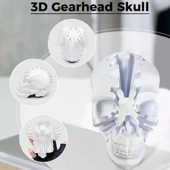 3D-печатная игрушка-череп для снятия стресса, вращающийся череп, украшение, портативная механическая блокирующаяся голова-шестеренка, сенсорная игрушка-фиджет для детей, подростков и взрослых, подарок белый