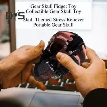 3D-печатная игрушка-череп для снятия стресса, вращающийся череп, украшение, портативная механическая блокирующаяся голова-шестеренка, сенсорная игрушка-фиджет для детей, подростков и взрослых, подарок S