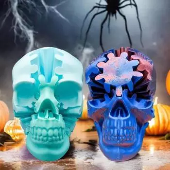 3D-печатная игрушка-череп, снятие стресса, тревожности, вращающийся череп, украшение, портативное механическое синий