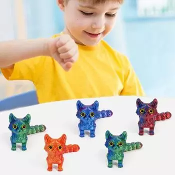 3D-печатная игрушка для кошек с гибкими суставами, шарнирная модель кошки для взрослых, 3D-печатные игрушки для животных, игрушки-фиджет для домашнего офиса, декора класса L