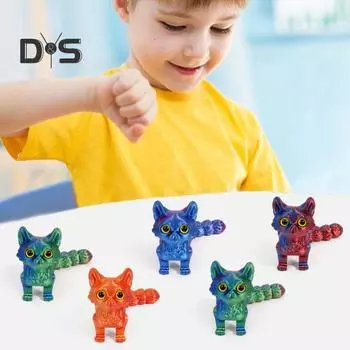 3D-печатная игрушка для кошек с гибкими суставами, шарнирная модель кошки для взрослых, 3D-печатные игрушки для животных, игрушки-фиджет для домашнего офиса, декора класса K