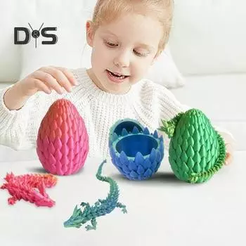 3D-печатная игрушка-драконье яйцо с подвижными суставами, шарнирная фигурка дракона, модель игрушки, настольное украшение для детей и взрослых, коллекция подарков зелёный/синий
