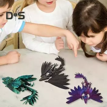 3D-печатная игрушка-фиджет птерозавр, подвижные суставы, летающий динозавр, фигурка с шарнирным крылом, модель фигурки динозавра, настольное украшение для детей и взрослых, подарок фиолетовый