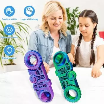 3D-печатная игрушка-кольцо для снятия стресса и беспокойства, 5-в-1, вращающаяся сенсорная игрушка для детей и взрослых, портативная игрушка для путешествий, осознанной медитации, вращающаяся на кончиках пальцев синий