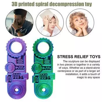 3D-печатная игрушка-кольцо для снятия стресса и беспокойства, 5-в-1, вращающаяся сенсорная игрушка для детей и взрослых, портативная игрушка для путешествий, осознанной медитации, вращающаяся на кончиках пальцев синий