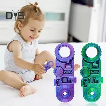 3D-печатная игрушка-кольцо для снятия стресса и беспокойства, 5-в-1, вращающаяся шестерня, сенсорная игрушка для детей и взрослых, портативная для путешествий, осознанная медитация, вращение кончиками пальцев синий