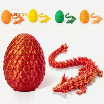 3D-печатная игрушка-шарнирный дракон в яйце для взрослых, гибкая игрушка-дракон, подарок для любителей драконов серебряный