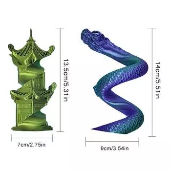 3D-печатная игрушка Swirl Loong, спиральная башня, китайская фигурка дракона, статуя, скульптура, домашний офис, книжная полка, настольный декор, орнамент фиолетовый