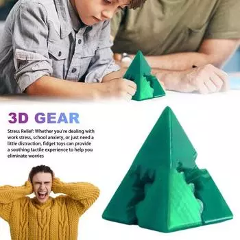 3D-печатная игрушка-тетраэдр-шестерня для снятия стресса и тревоги, спин-конус, портативный механический блокирующийся тетраэдр, сенсорная игрушка-непоседа для детей, подростков, взрослых, подарок зелёный