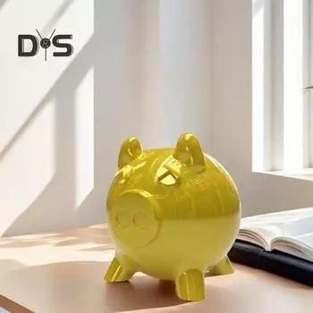 3D-печатная копилка, украшение, мультяшная золотая свинья, монета, копилка, домашний офис, книжная полка, настольное украшение, подарок на день рождения для детей и взрослых золотистый