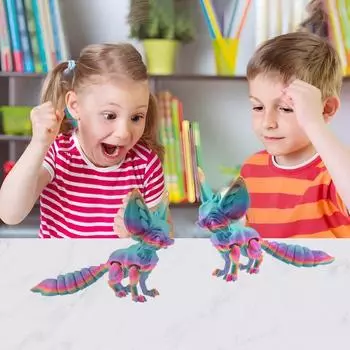 3D-печатная лиса, шарнирная фигурка лисы с гибким хвостом и конечностями, антистрессовая игрушка лиса для всех возрастов, украшение для рабочего стола разноцветный