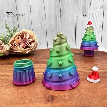 3D-печатная мини-елка, настольное украшение для елки со скрытым местом для хранения, подвесной декор, ящик для хранения подарков и денег, для праздничных подарков своими руками A