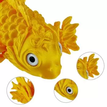 3D-печатная многосуставная фигурка золотой рыбки с имитацией глазных яблок, декоративная фигурка золотой рыбки из PLA, домашний офисный декор