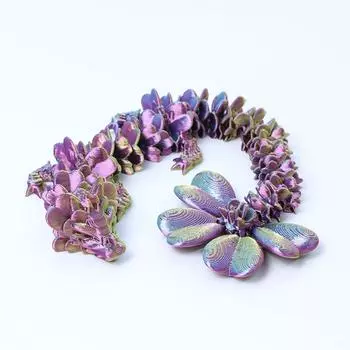 3D-печатная модель дракона 22 см, креативное подвижное соединение, клеверный дракон, украшение для аквариума, настольное украшение, коллекция подарков синий