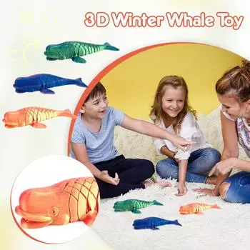 3D-печатная модель кита, гибкая статуэтка кита, подвижное позирующее животное, домашний декор, забавная игрушка для людей с аутизмом/СДВГ, праздничный подарок One Size синий