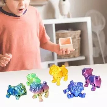 3D-печатная модель собаки, коллекционная игрушка-фиджет, украшение для щенка с подвижными суставами, гибкая игрушка для снятия стресса в виде мопса для стола руководителя B