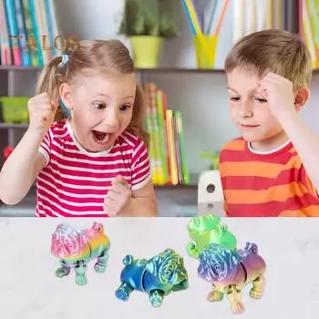 3D-печатная модель собаки, коллекционная игрушка-фиджет, украшение для щенка с подвижными суставами, гибкая игрушка для снятия стресса в виде мопса для стола руководителя G