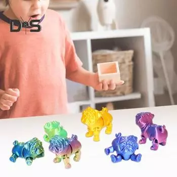 3D-печатная модель собаки, коллекционная игрушка-фиджет, украшение для щенка с подвижными суставами, гибкая игрушка для снятия стресса в виде мопса для стола руководителя F