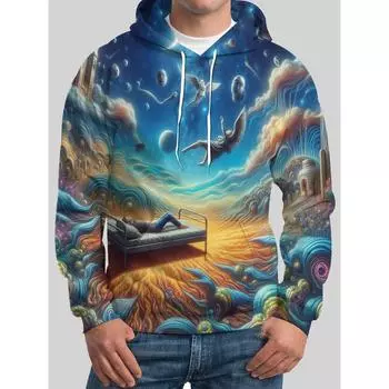 3D-печатная мужская толстовка с капюшоном, повседневная, осенне-зимняя, с капюшоном, с длинным рукавом, модная, спортивная, трендовая толстовка S