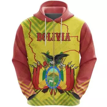 3D-печатная мужская толстовка с капюшоном с флагом Боливии, повседневная куртка на молнии с длинным рукавом, спортивная одежда для мужчин и женщин, пуловеры с капюшоном 2024 S