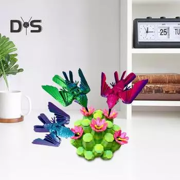 3D-печатная подставка для цветов в виде колибри, подвижная фигурка птицы, шарнирная фигурка животного, модель игрушки для домашнего офиса, книжной полки, украшения для рабочего стола, орнамент фиолетовый