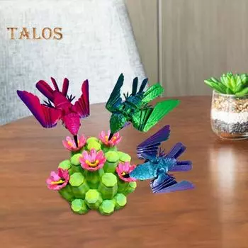 3D-печатная подставка для цветов в виде колибри, подвижная фигурка птицы, шарнирная фигурка животного, модель игрушки для домашнего офиса, книжной полки, украшения для рабочего стола, орнамент зелёный