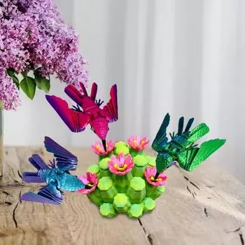 3D-печатная подставка для цветов в виде колибри, подвижная фигурка птицы, шарнирная фигурка животного, модель игрушки для домашнего офиса, книжной полки, украшения для рабочего стола, орнамент фиолетовый