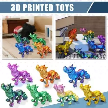 3D-печатная подвижная игрушка Большой плохой волк, Большой плохой волк с подвижными суставами, 3D-печатная игрушка Большой плохой волк, украшение, снятие стресса, подвижная футболка с большим плохим волком One Size