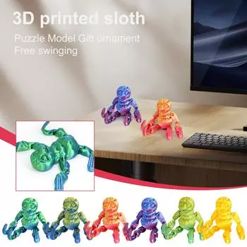 3D-печатная подвижная игрушка-ленивец с подвижными суставами, 3D-печатная игрушка-ленивец, украшение, снятие стресса, подвижная игрушка-ленивец One Size