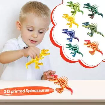 3D-печатная подвижная игрушка-скелет спинозавра, скелет спинозавра с подвижными суставами, 3D-печатная игрушка-скелет спинозавра, украшение, снятие стресса One Size